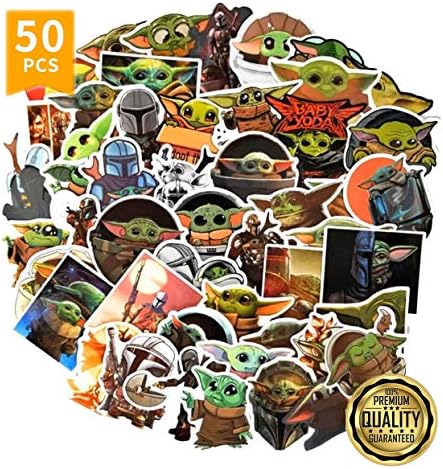 Baby Yodaステッカー 50枚入り 曼荼羅柄ステッカー ヨーダ赤ちゃん付き ハイドロフラスコ ノートパソコン マグカップ 電話 ハイドロフラスク壁 防水 水筒 超耐久性 高級 100 ビニール