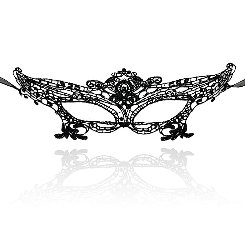 Black Lace Halloween Masquerade Eye Maskrific Dress Accessories - Vampire Bat Domino Gothic themes for Women Men Adult