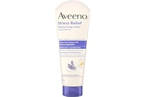 Aveeno Stress Relief Moisturizing Lotion, Lavender Scented & Non GMO Prebiotic Oat, Dry Sensitive Skin, 71 Gram Tube