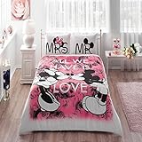 Mickey and Minnie Mouse King Queen Adults Cartoon Bedding Set Cotton Bed Sheet Linens Doona Duvet Cover/comforter Cover Sets (Red, Queen) Beloved