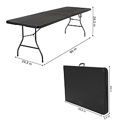 COSCO Fold-in-Half Banquet Table w/Handle, 8ft, Black