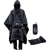 WildCall Hooded Camping Blanket with 3M Thinsulate Insulation Wearable Poncho Blanket Ultralight Foldable Quilt Sleeping Bag for Outdoor, Hiking, Stadium