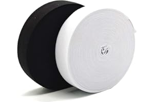 Ewparts 1 Inch Elastic Sewing 20 Yards Black Elastic Band for Sewing Waistband Elastic Hair Wig Band Knitted Elastic with Hea
