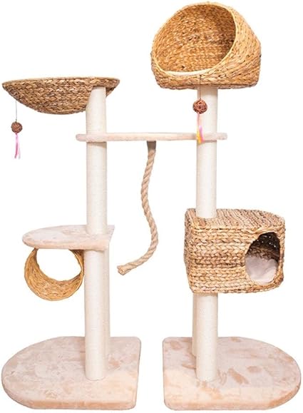 Ete Arbre De Chat En Rotin Multicouche Grande Feuille De Bananier En Bois Massif Tissage Nid
