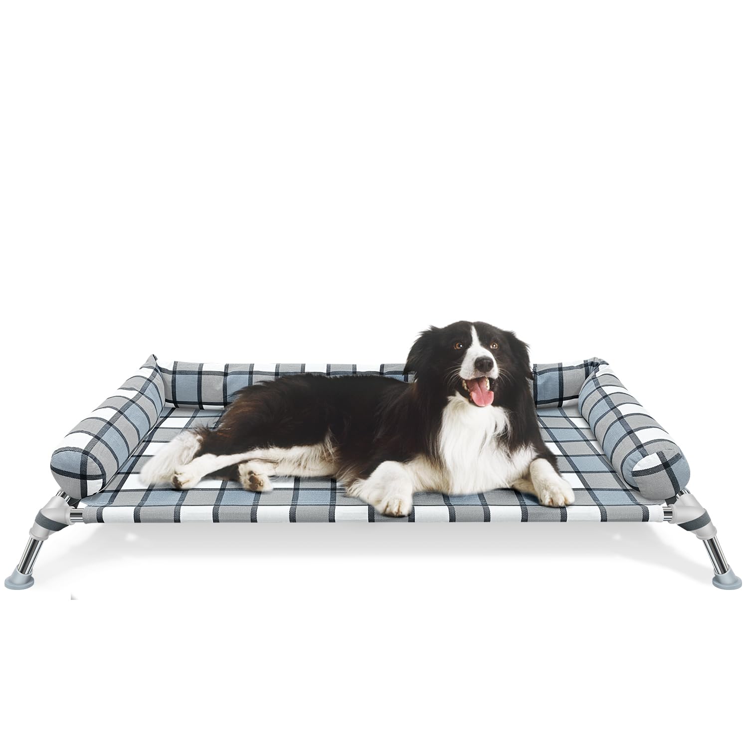 Photo 1 of **MISSING 1 METAL BAR** Elevated Dog Cot - Cooling Raised Bed with Pillows, Portable Washable Pet Hammock, Metal Frame for Indoor & Outdoor, Large