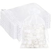 G2PLUS 30PCS White Oragnza Bags 4x6 In - Drawstring Organza Bags, Sheer Mesh Jewelry Pouches, Candy Gift Wrap Pouches for Christmas, Baby Shower, Wedding Party Favors