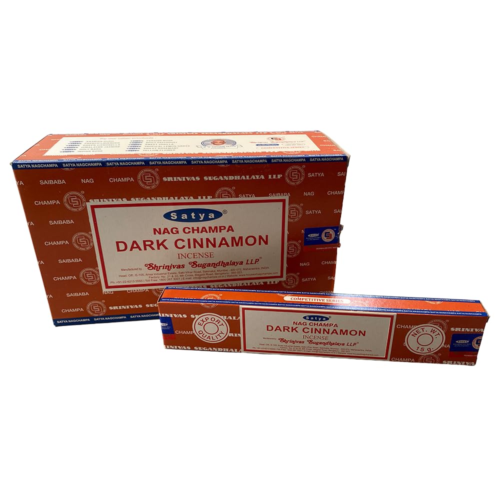 VIE Satya Incense Sticks, 12 Packs x 15g, Dark Cinnamon