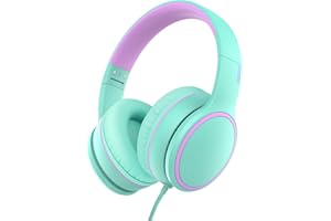 RORSOU R10 Over-Ear Headphones with Microphone Lightweight Folding Stereo Bass Headset with 1.5M No-Tangle Cord Portable Wired Headphones for Smartphone Tablet Computer Green