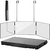 3 Way Trifold Haircut Mirror, 360 Degree Mirror for Hair Cutting, Shaving, Grooming, Hair Styling, Dye Hair and Makeup with A