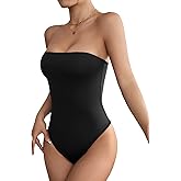 SOLY HUX Women's Strapless Tube Bodysuit Tops Sleeveless Solid Leotard