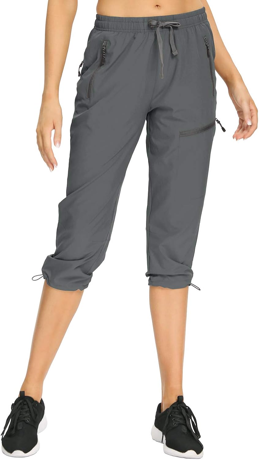 Xtansuo Women’s Hiking Pants Lightweight Capris Quick Dry Water Resistant Drawstring Fishing UPF 50 Joggers Zipper Pockets : Sports & Outdoors