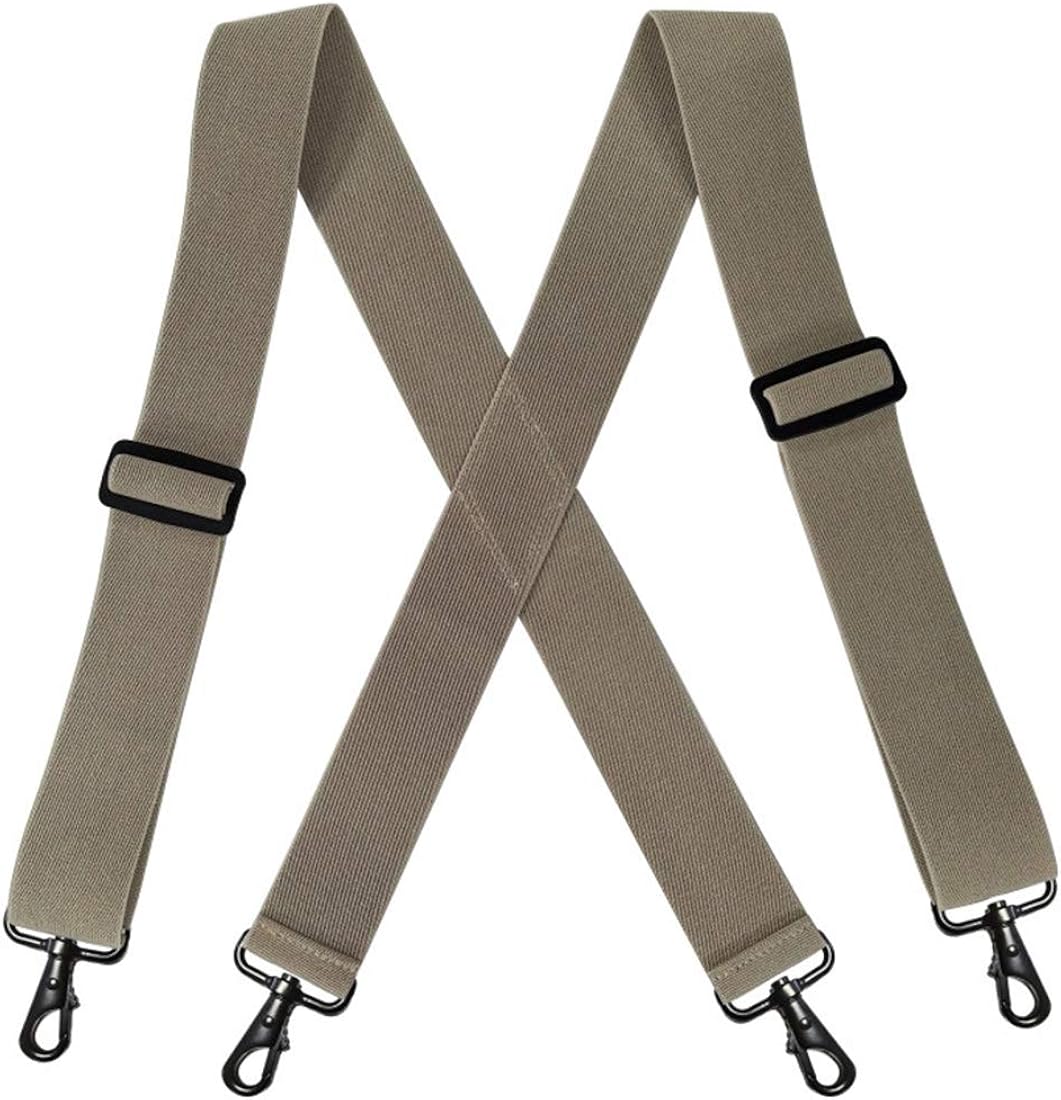 JIERKU Mens Suspenders with 4 Snap Hooks Heavy Duty XBack 2 Inch