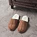 KushyShoo Mens Slippers, Scuff Fluff House Shoes, Slip-On Indoor Outdoor Slipper, Brown, Size 8-9 Wide