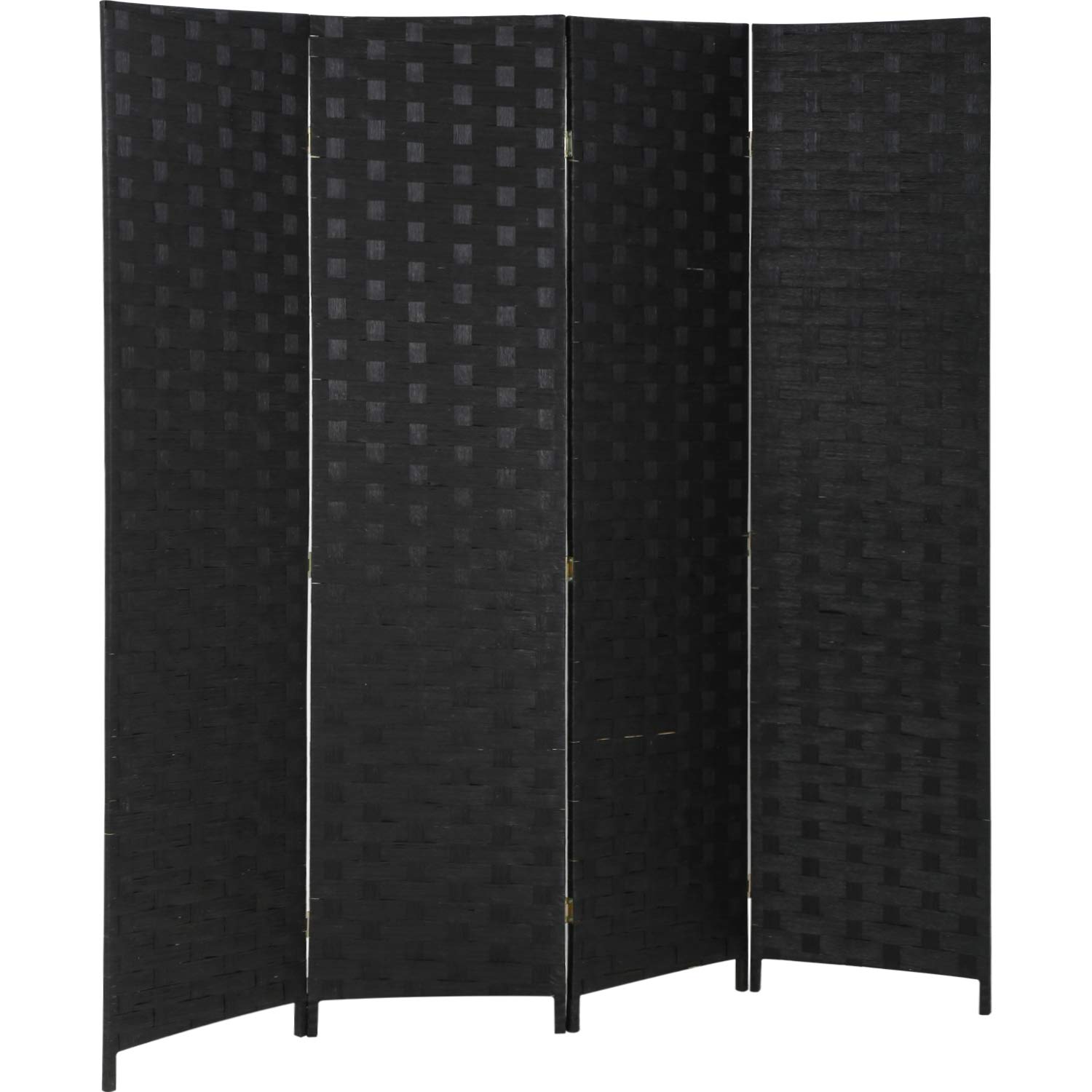 Room Divider 6FT Wall Divider Wood Screen 4 Panels Wood Mesh HandWoven
