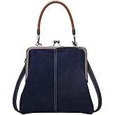 Women's Kiss Lock Crossbody Bag PU Leather Kiss Clasp Purse Crossbody Shoulder Bags Hobo Tote Purses Wallet Handbags