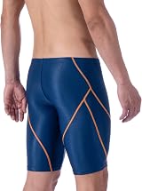 MY KILOMETRE Jammer Swimsuit Mens Solid Long Racing Training Dark Blue view 3