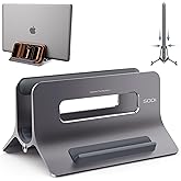 SODI Vertical Laptop Stand for Desk, Gravity Auto Lock MacBook Stand, Aluminum Laptop Holder Vertical Compatible with MacBook Pro, Air, Tablet, Space-Saving Organize Work &amp; Home Office, Gray