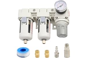 GOKLUUK 3/8"-Air-Dryer-for-Compressor - Double Air Filters Drying-System, Semi-Auto Drain Pressure Regulator Combo