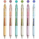 ArvezVoy 6 Colors Glitter Erasable Gel Pens, 0.5mm Fine Point Multicolor, Make Mistakes Disappear，Retractable Pens for Journaling, Drawing, Note Taking（6 Colors-2）
