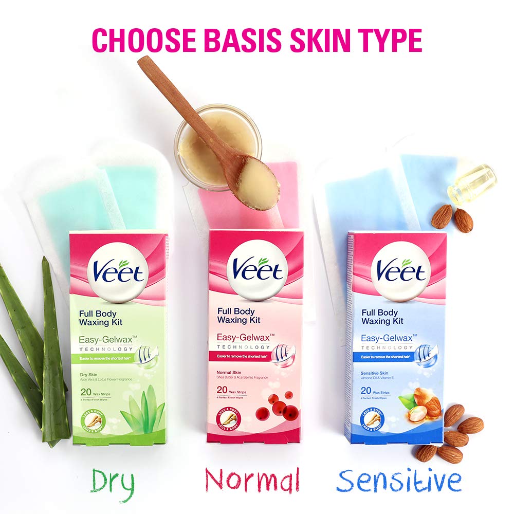 Veet Full Body Waxing Kit - Sensitive Skin (Pack of 20 Wax Strips)