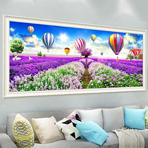 DIY 5D Lavender Wedding Diamond Cross Stitch Full Drill Bedroom Landscape Cross Stitch Diamond Embroidery Living Room Diamond Painting,180*70cm