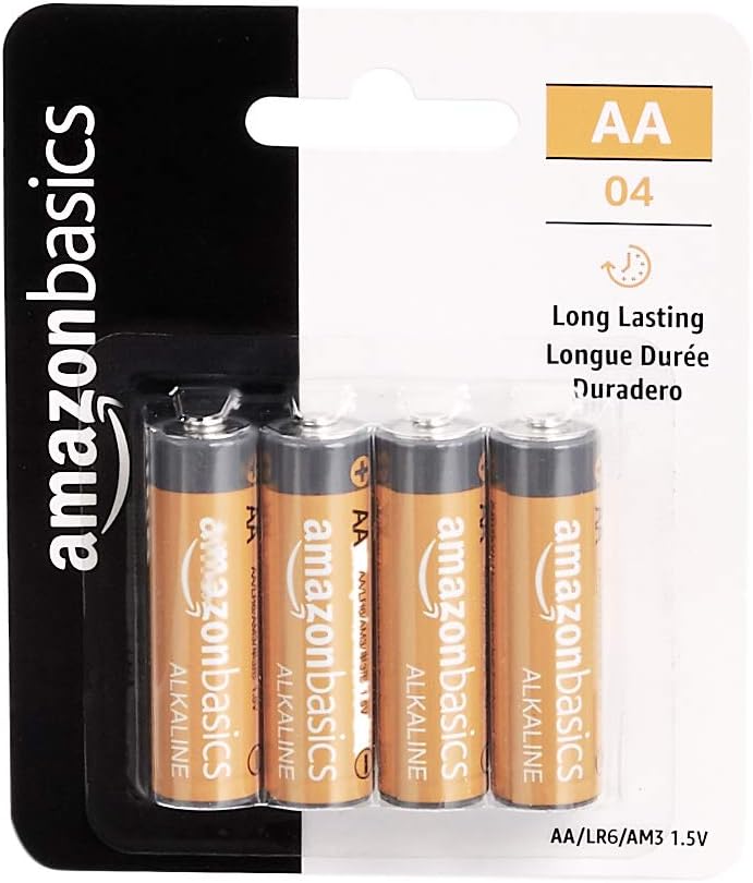 Basics 4 Pack AA High-Performance Alkaline Batteries, 10-Year Shelf Life, Easy to Open Value Pack: Health & Personal Care