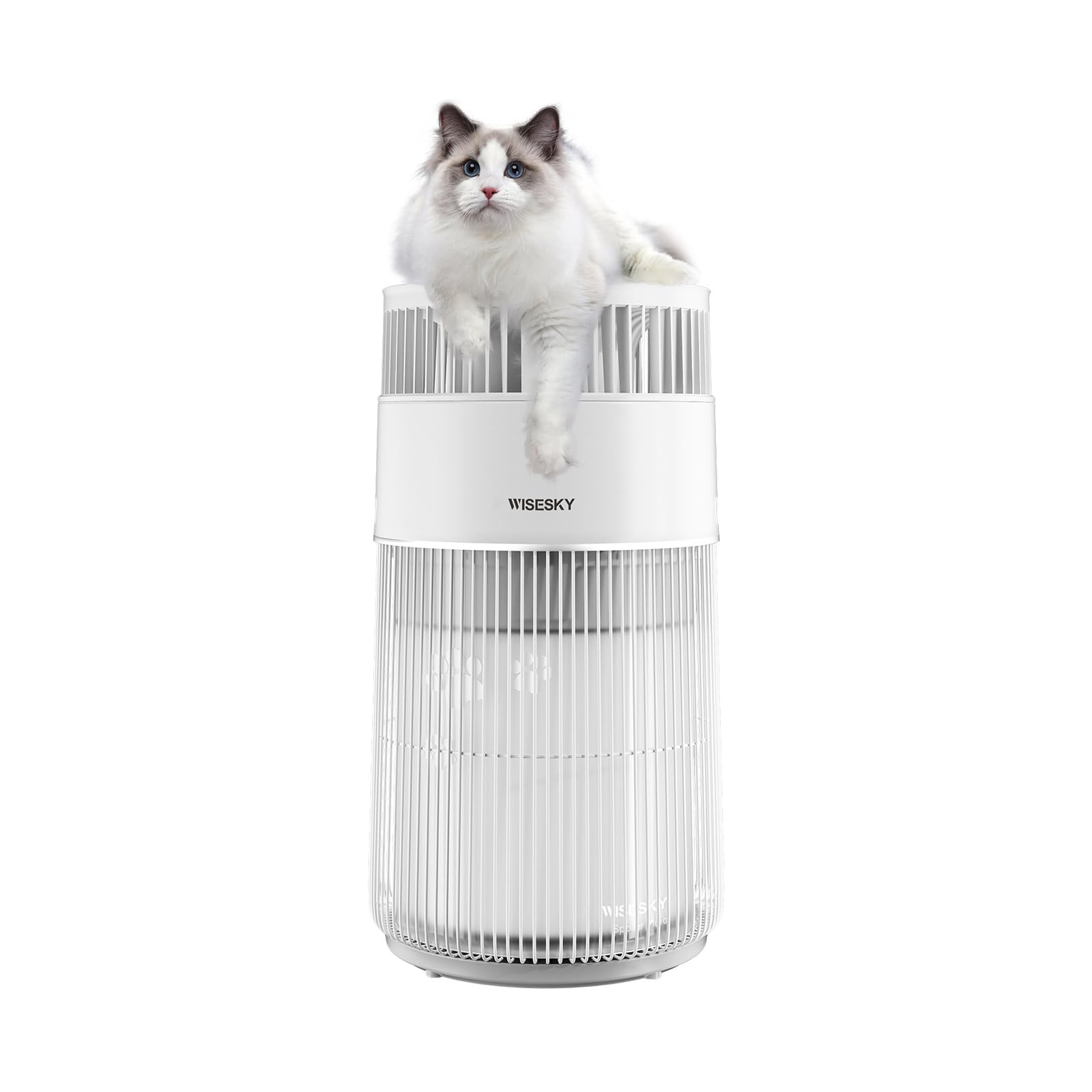 WiseSky Pet Air Purifier, 3-in-1 HEPA Filter for Cat Hair Dander Odor Dust, for Home Large Room, Up to 1644 ft², Smart App Control, 360° Air Intake, W-Cat, White