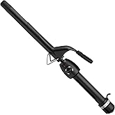 StyleCraft Stay-Temp Black Gold Professional Curling Iron with Extra-Long Thumb Grip, Extended Barrel, Marcel