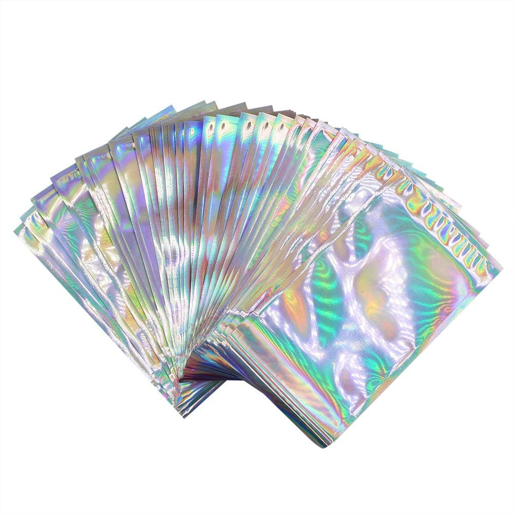 Suillty Hologram Cellophane Bags Self-Adhesive Envelope Bag File Poly Treat Bags Clothes Cosmetics Packaging Resealable Plastic Loot Bags Parcel Post Tearproof(25PCS)