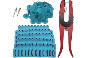 Cattle Tags | Livestock Animal Labels,Number 001-100 Livestock Ear Tags with Applicator for Breeding Programs Dairy Farm Goat