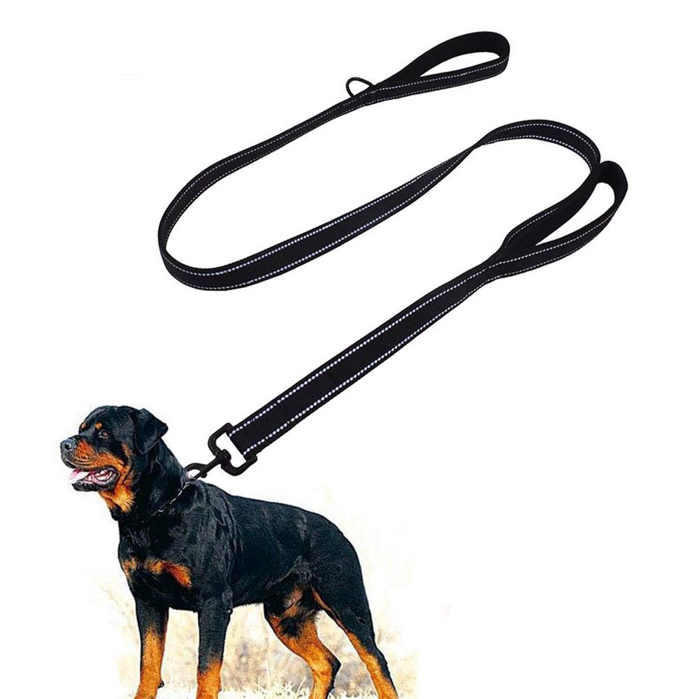 Dog Lead - Heavy Duty Nylon Training Leash for Medium/Large, Reflective Design, 1 Inch Wide,Black (1.5m x 2.5cm).