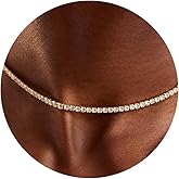 LecAit 14K Gold Plated 3MM Tennis Necklaces for Women,Sparking AAAA Cubic Zirconia Tennis Choker Necklaces,Simulated Cut Diamond Chain for Women Bridal Wedding Jewelry