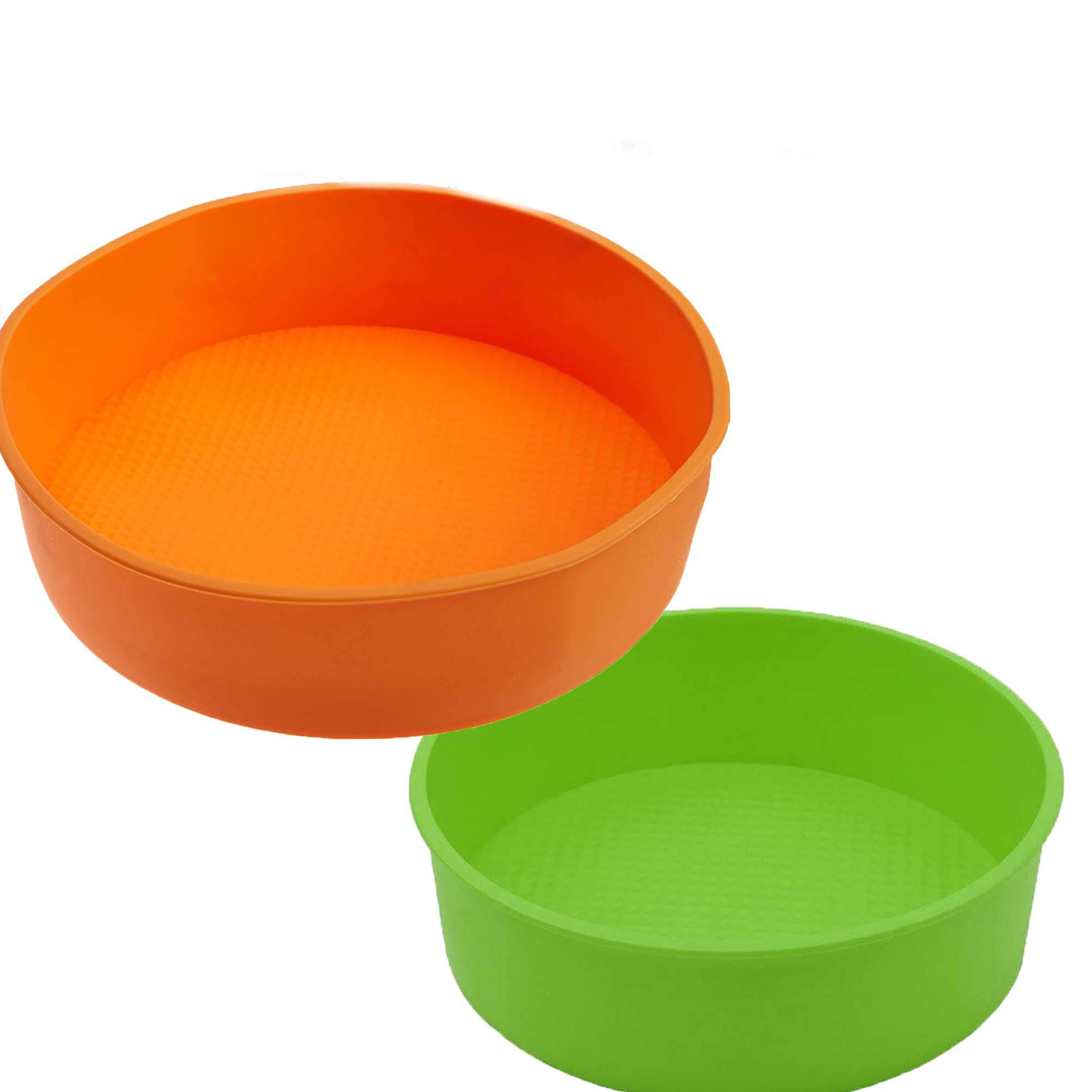 Pizety 10 Inch Round Silicone Cake Pan, Green and Orange, Baking Pan, Non-Stick, Commercial Quality, Resistant to High Temperatures