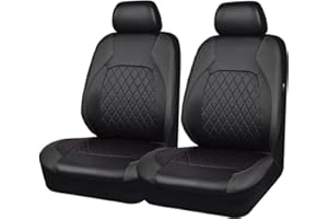 HORSE KINGDOM Universal Pu Leather Car Seat Covers Front Seats only, Airbag Compatible, Water-Resistant Durable Premium Vinyl, Fit for 95% Vehicles,Cars,Trucks,SUV,Sedans (Luxury 2 PCS All Black)