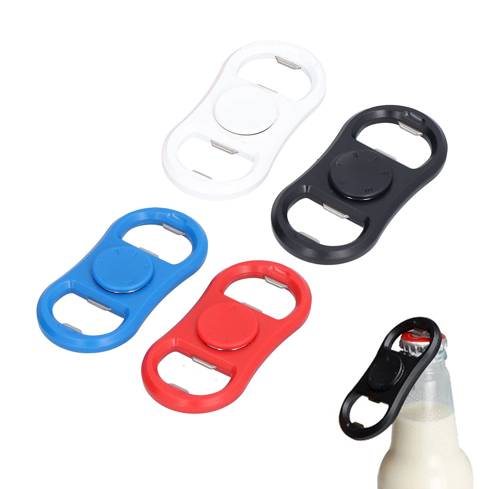 Premium Beer Bottle Opener,4Pcs Small Portable Colorful Bottle Cap Openers, Double Headed Soda Can Opener for Home Bars Picnic Camping Hiking, Children, Elderly and Arthritis Sufferers