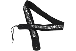 UPKOCH Adjustable Black Guitar Strap for Acoustic and Electric Bass Guitars with Pu Leather, 48 Inch