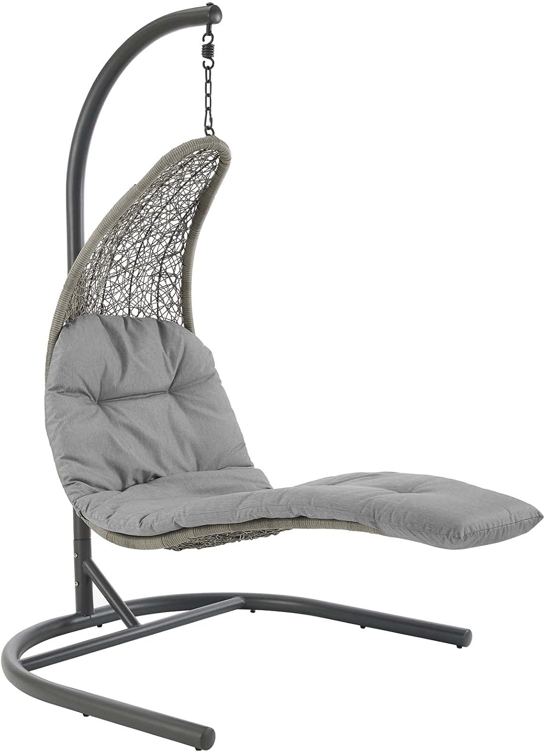 best chaise lounge on Modway Landscape Wicker Rattan Outdoor Patio Porch Chaise Lounge Hanging Swing Chair Set With Stand In Light Gray Gray Garden Outdoor Amazon Com