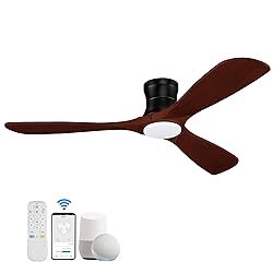 Hoenofly 52” Smart Wood Flush Mount Ceiling Fans