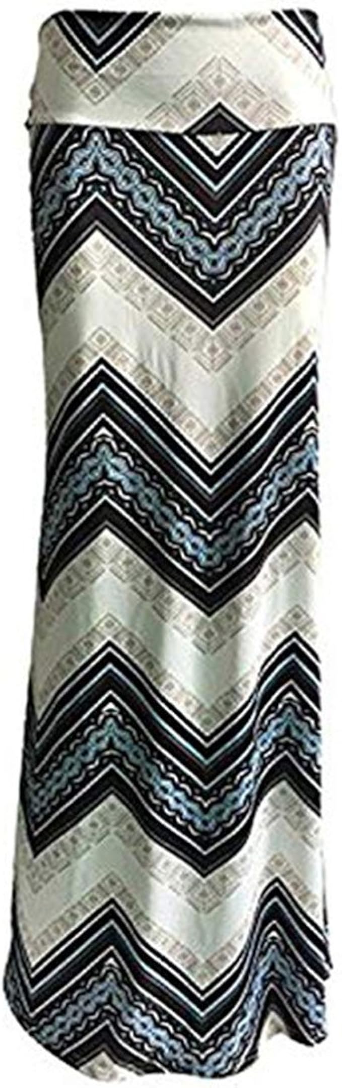 Shilanmei Blue Printed High Waist Maxi Skirt Plus Size Floor Length Summer Casual Long Skirts For Women