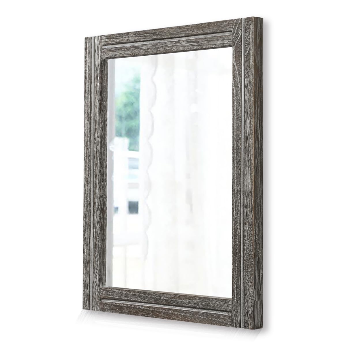 AAZZKANG Rustic Wall Mirror with Wooden Frame for Bedroom Bathroom Farmhouse Decorative Hanging Mirror