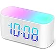 ONLAKE Digital Alarm Clock for Bedrooms, 9 Colors Nightlight, Large Numbers with 10 Colors LED Display, RGB, Dimmer, Simple Digital Clocks for Kids Teens Adults