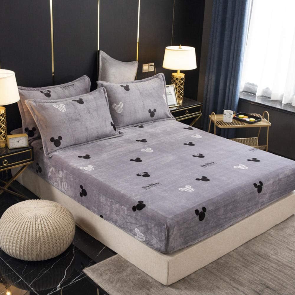 GmanXier Queen Fitted Sheet Bedding Set，Cartoon milk velvet bed sheet