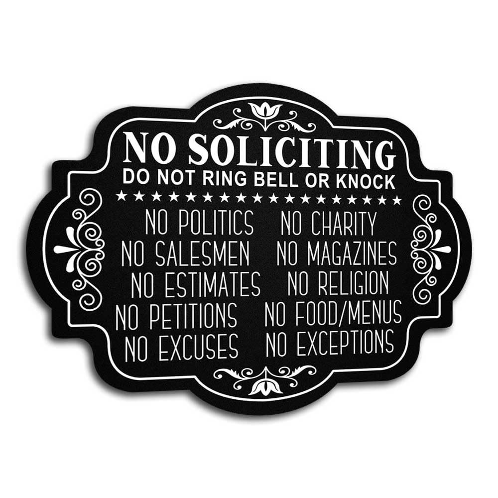 Photo 1 of No Soliciting Sign for House Front Door,No Soliciting Signs for Home/Office,Thick Acrylic Self-Adhesive Modern Design Door Sign 8x6 inch Yard,Entrance Porches Decor Go Away Sign Door Or Wall (No Solicitation - 4)