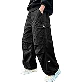 SANGTREE Boy's Drawstring Waist Pleated Front Baggy Cargo Pants, 4-14 Years