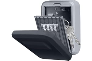 BENRICH Key Lock Box with 4-Digit Combination Lock Box for House Key Wall Mounted Weatherproof Resettable Code Key Lock Box for Outside (with Waterproof Cover)