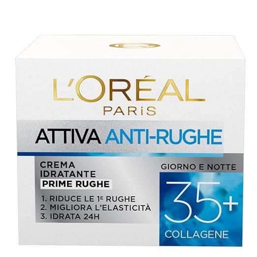 title=L'Oréal Paris Ricarica Attiva Anti-rughe Crema Viso Idratante Prime Rughe, 35+,