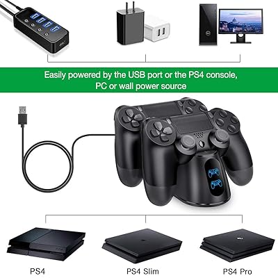 Buy Ps4 Controller Charger Ps4 Charging Station With Dual Charging Port Ps4 Controller Charger Station For Playstation 4 Ps4 Ps4 Slim Ps4 Pro Controller Upgrade Usb C Cable Separate Ps4 Micro Receiver Online In Indonesia B07d8xbhpr