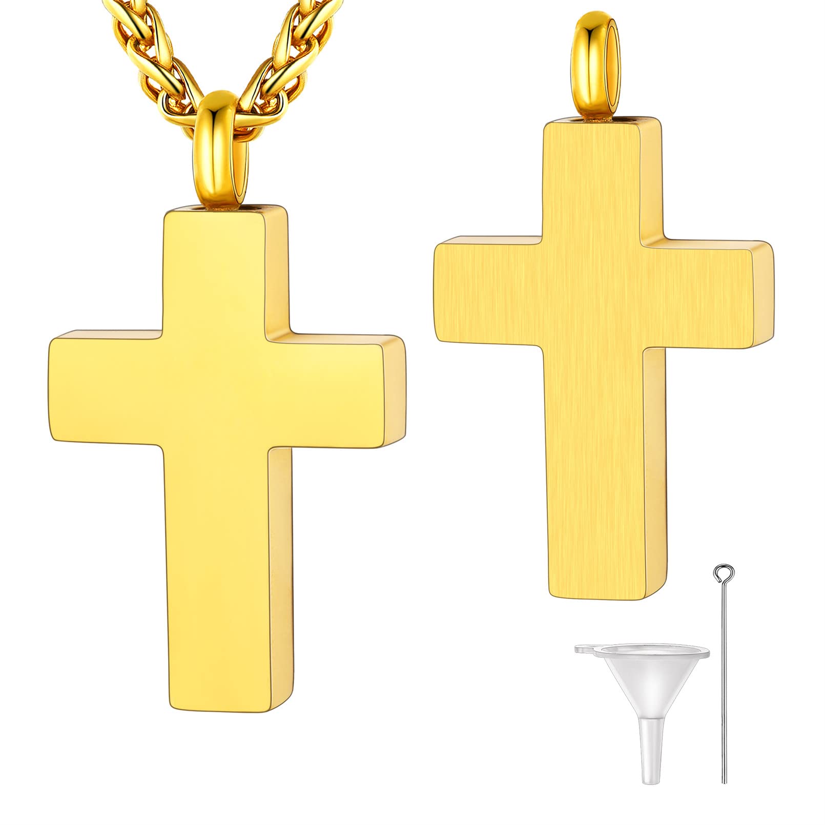 Supcare 18K Gold Plated Cross Necklaces for Men that Hold Human Ashes Cremation Jewelry Memorial Loss of Dad Gift