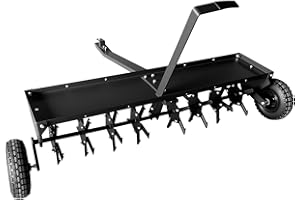 48 in Tow Behind Lawn Aerator for Lawn, Heavy Duty Pull Behind Plug Aerator with Universal Hitch, 3 in Spikes & Inflatable Wh