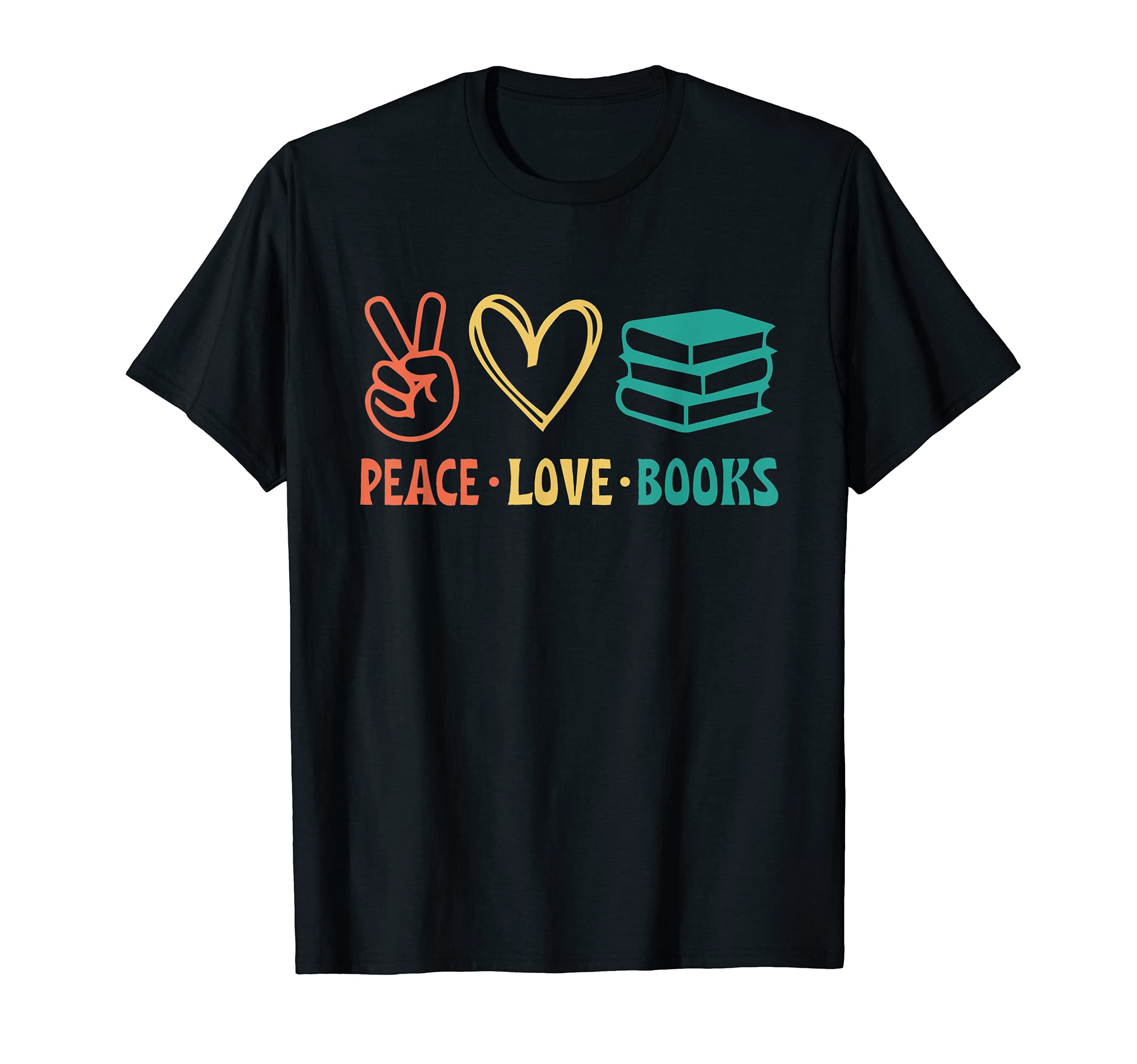 Peace Love Books Symbols Reading Quote Book Lover T-Shirt